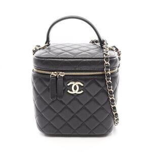 Chanel Matelassé Vanity Bag, 2-Way Shoulder Bag/Handbag, Caviar Leather (Grai...